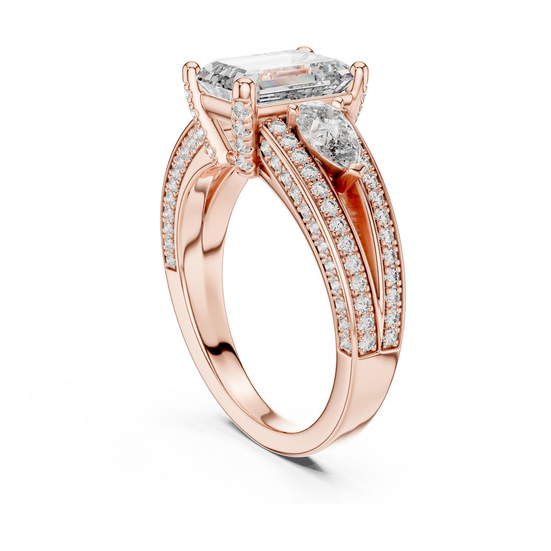 Emerald Cut Lab Grown Diamond Solitaire Ring, 3.10ct Total, Solid Gold