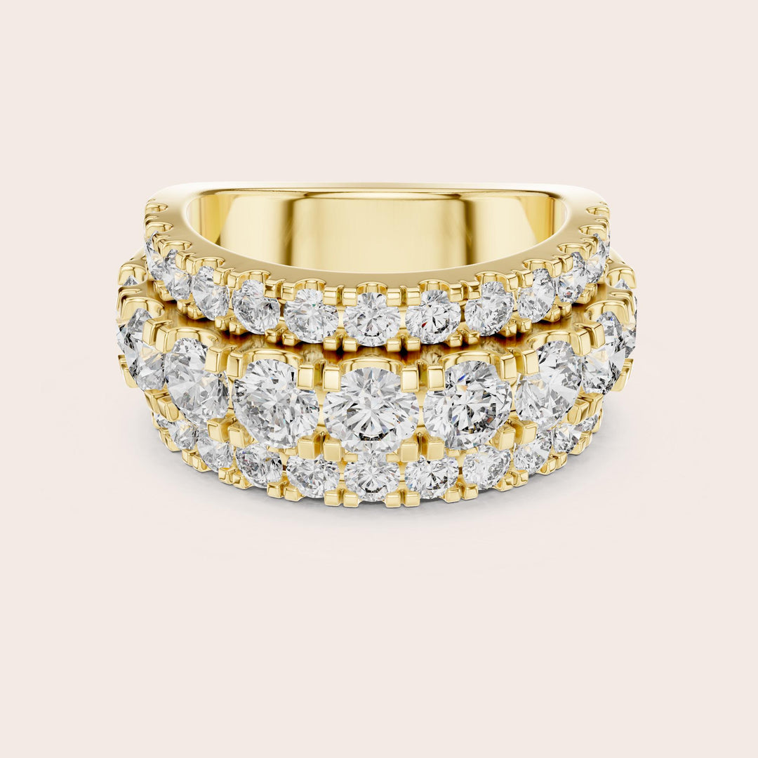 Round Cut Lab Grown Diamond Half Eternity Band, 4.26ct Total, Solid Gold