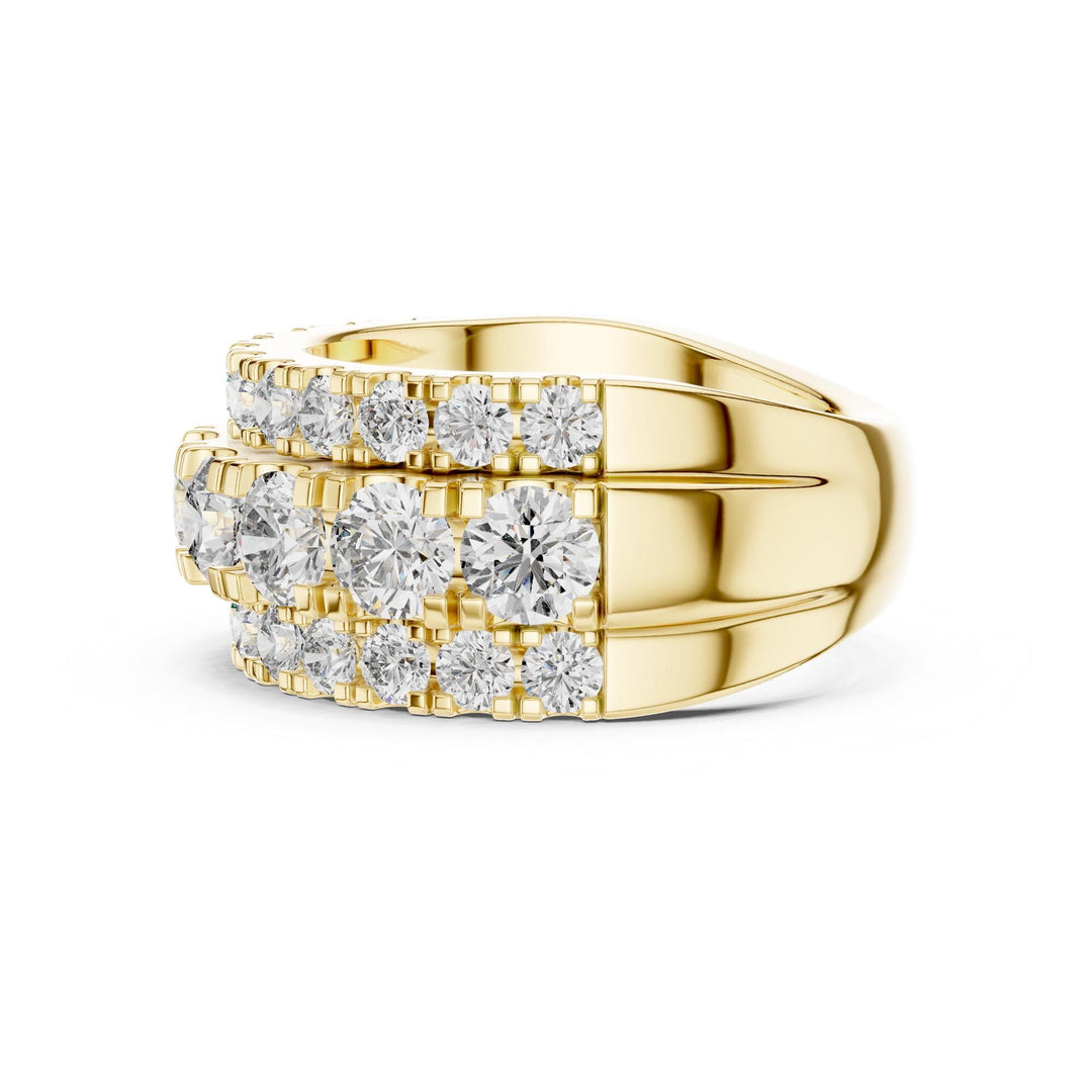 Round Cut Lab Grown Diamond Half Eternity Band, 4.26ct Total, Solid Gold