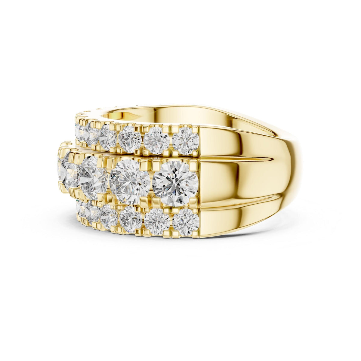 Round Cut Lab Grown Diamond Half Eternity Band, 4.26ct Total, Solid Gold