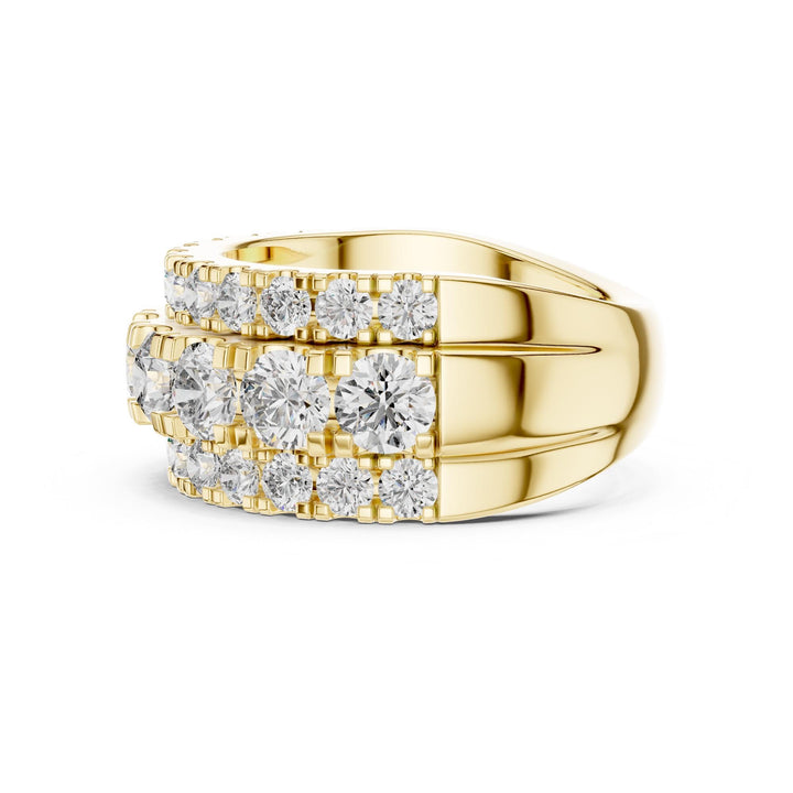 Round Cut Lab Grown Diamond Half Eternity Band, 4.26ct Total, Solid Gold