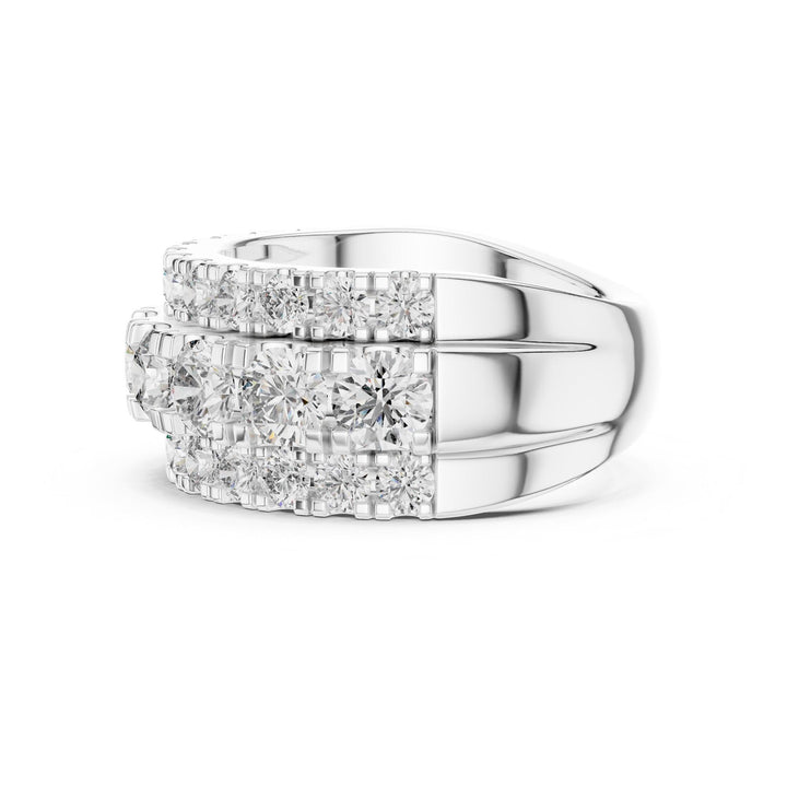 Round Cut Lab Grown Diamond Half Eternity Band, 4.26ct Total, Solid Gold