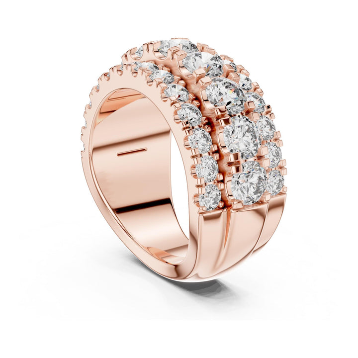 Round Cut Lab Grown Diamond Half Eternity Band, 4.26ct Total, Solid Gold