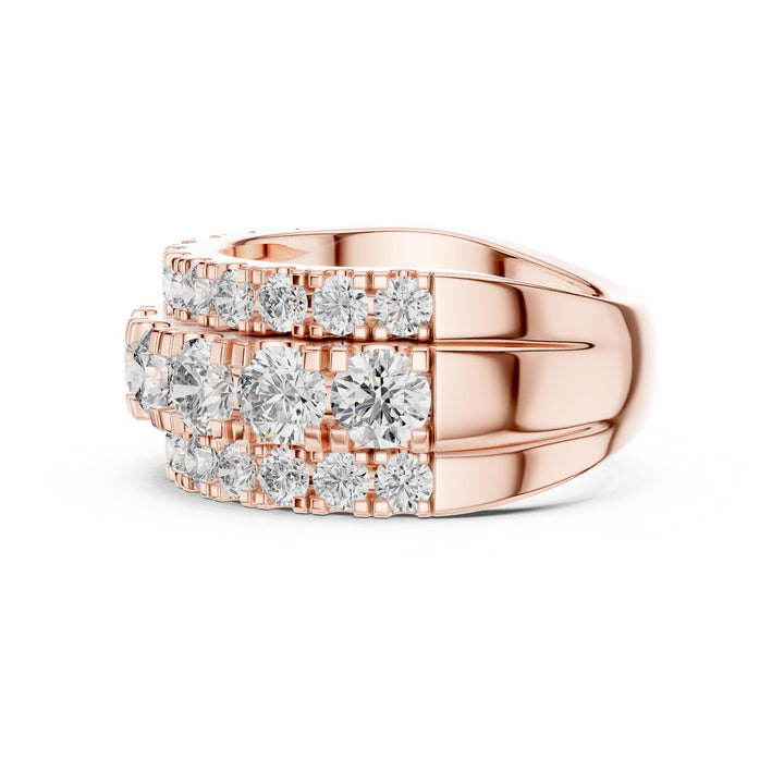 Round Cut Lab Grown Diamond Half Eternity Band, 4.26ct Total, Solid Gold