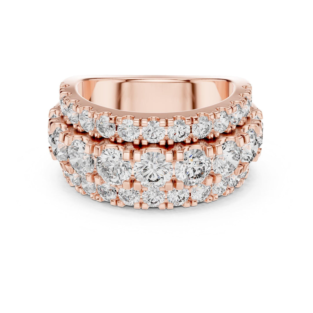 Round Cut Lab Grown Diamond Half Eternity Band, 4.26ct Total, Solid Gold