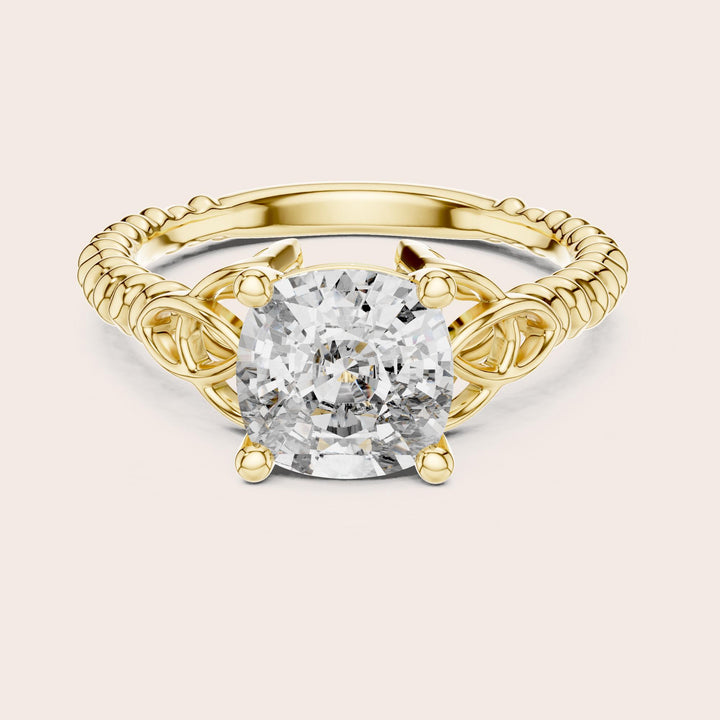 Cushion Cut Lab Grown Diamond Solitaire Ring, 2.43ct Total, Solid Gold