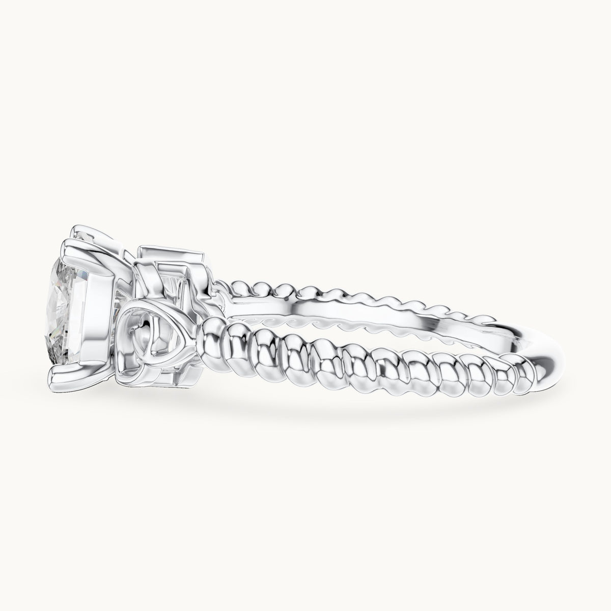 Cushion cut lab-grown diamond solitaire ring in 14K white gold, 2.43 CT TW, view 2
