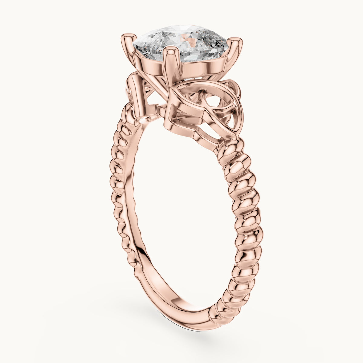 Cushion cut lab-grown diamond solitaire ring in 14K rose gold, 2.43 CT TW, view 1