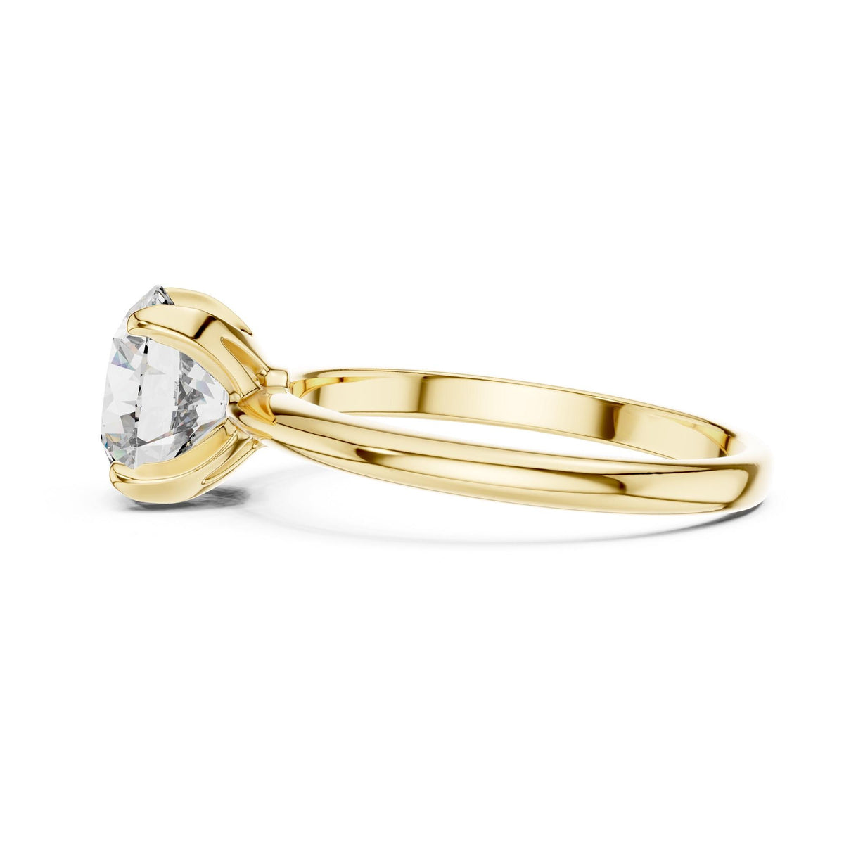 Round Cut Lab Grown Diamond Solitaire Ring, 1.50ct Total, Solid Gold