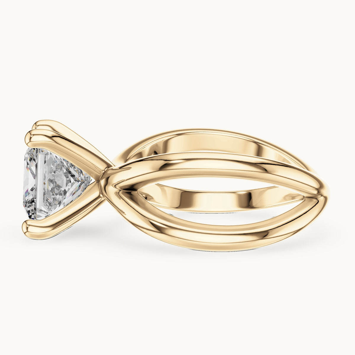 Princess Cut Lab Grown Diamond Solitaire Ring, 3.00ct Total, Solid Gold
