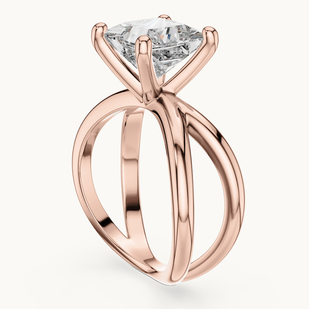 Princess Cut Lab Grown Diamond Solitaire Ring, 3.00ct Total, Solid Gold
