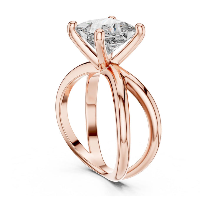 Princess Cut Lab Grown Diamond Solitaire Ring, 3.00ct Total, Solid Gold