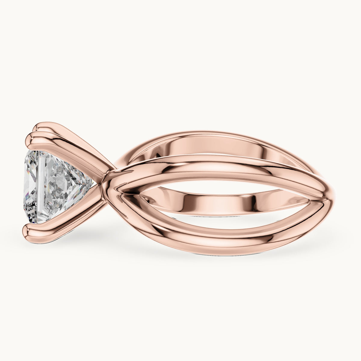 Princess Cut Lab Grown Diamond Solitaire Ring, 3.00ct Total, Solid Gold