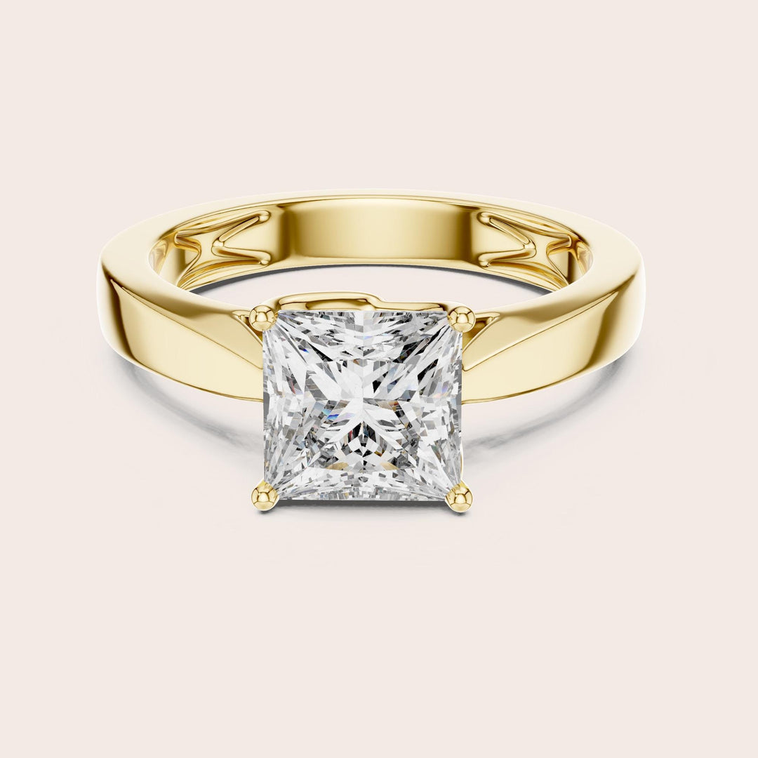 Princess Cut Lab Grown Diamond Solitaire Ring, 1.50ct Total, Solid Gold