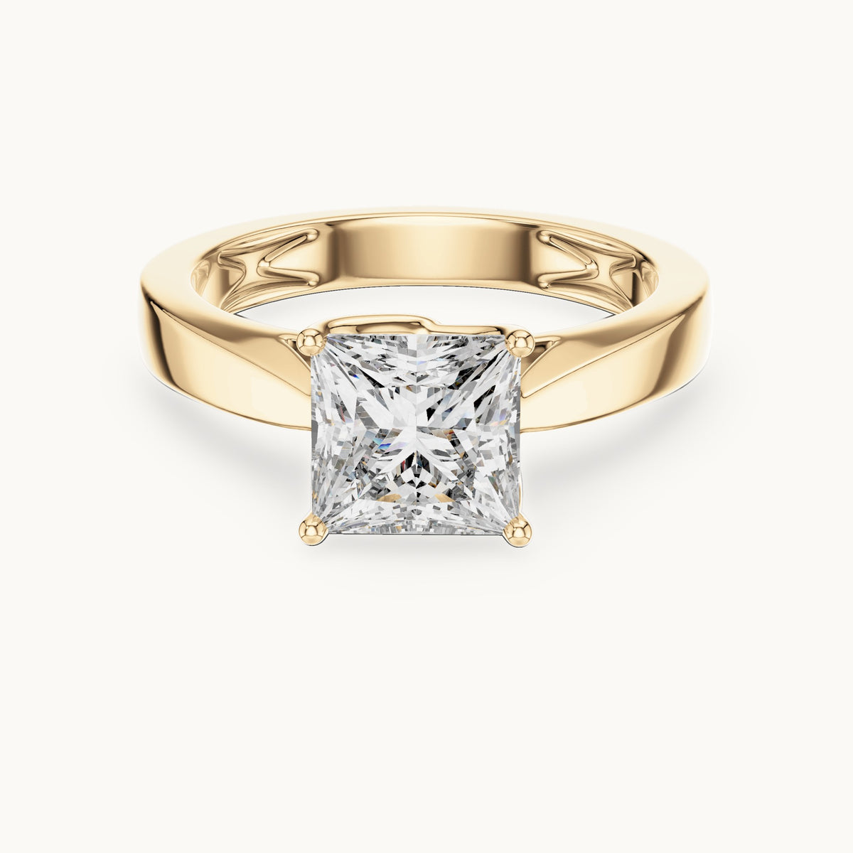 Princess Cut Lab Grown Diamond Solitaire Ring, 1.50ct Total, Solid Gold