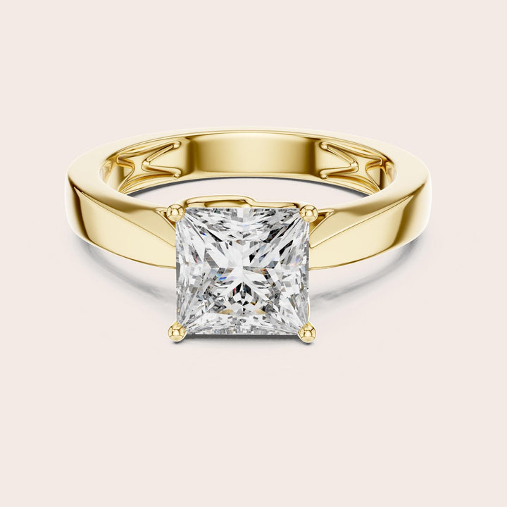 Princess Cut Lab Grown Diamond Solitaire Ring, 1.50ct Total, Solid Gold