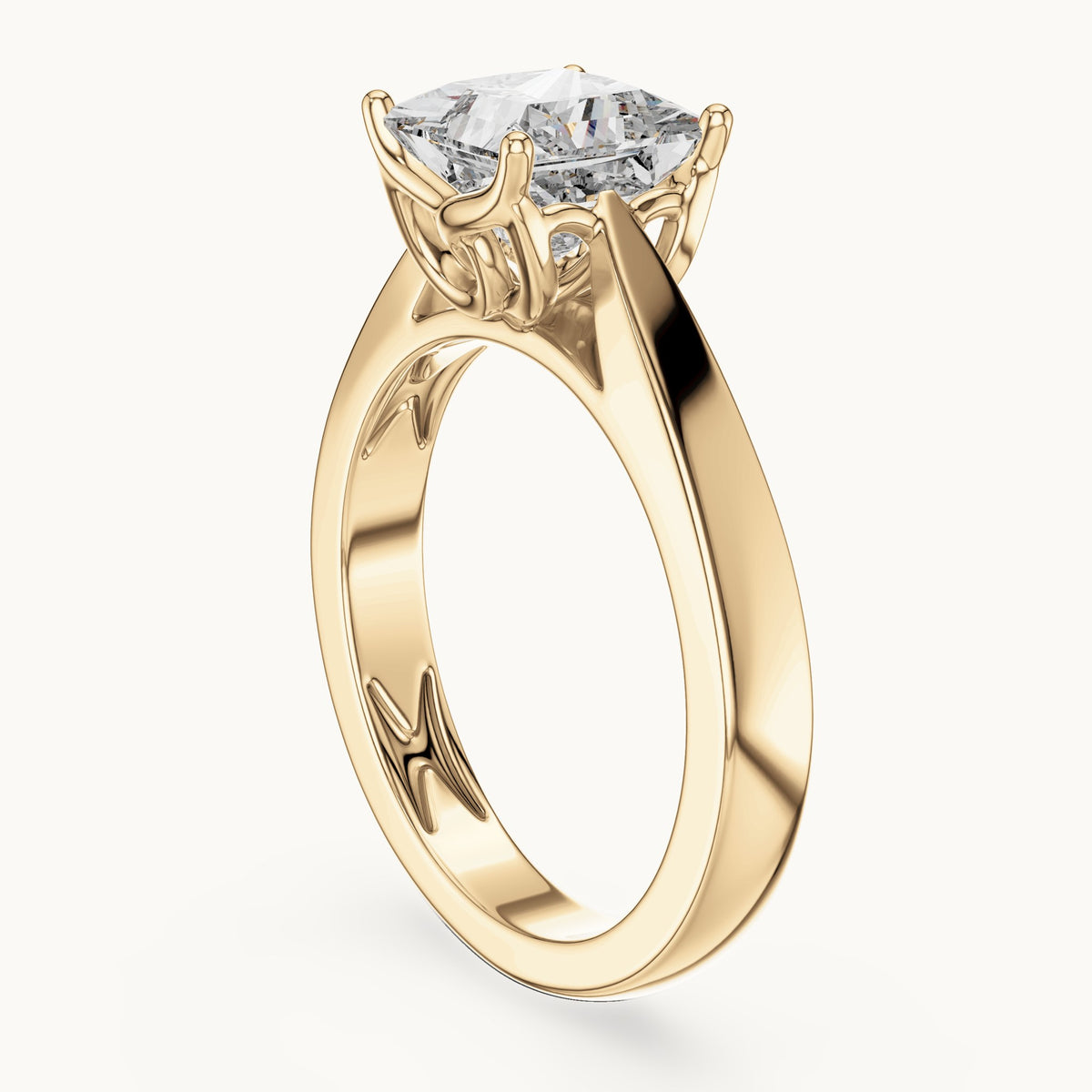 Princess Cut Lab Grown Diamond Solitaire Ring, 1.50ct Total, Solid Gold
