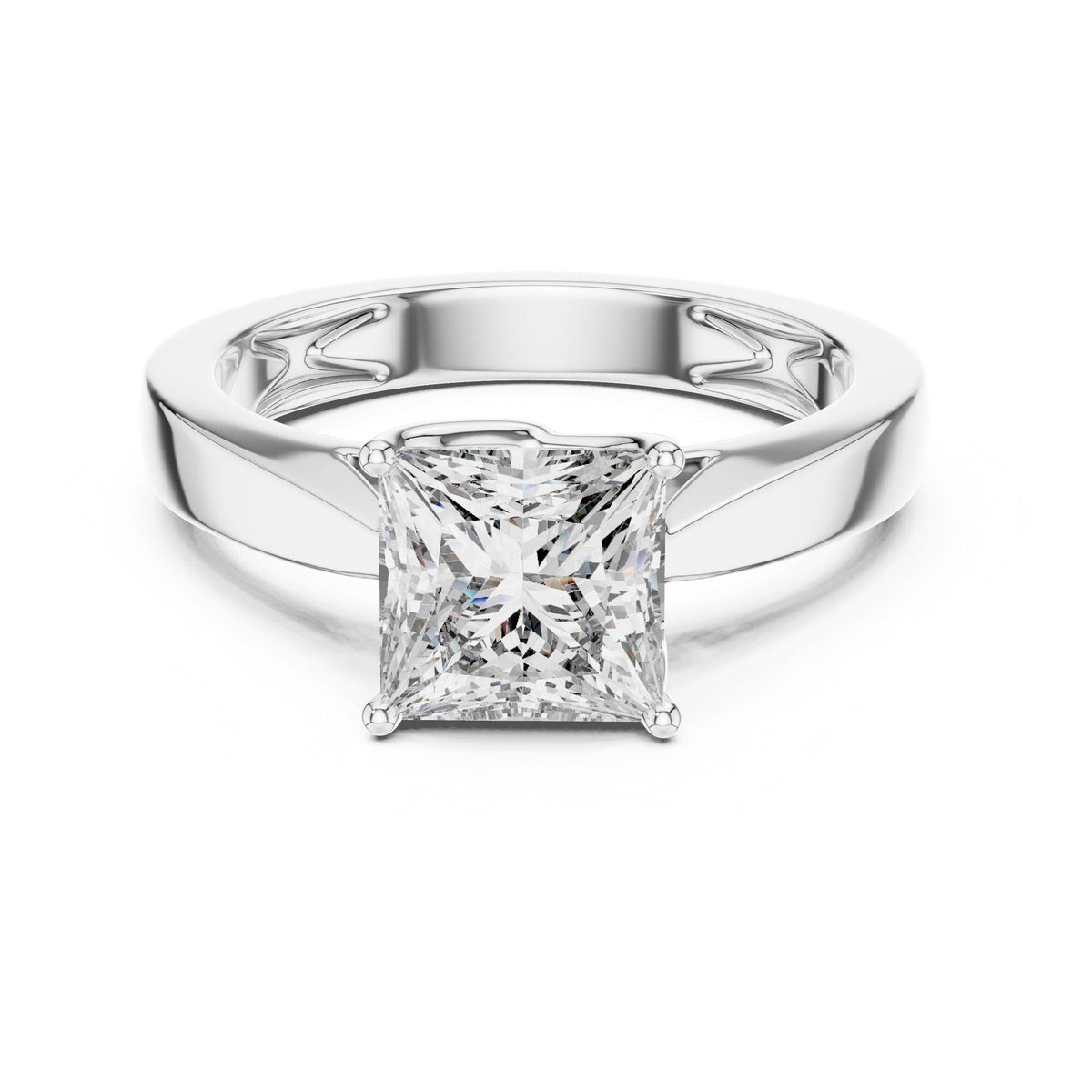 Princess Cut Lab Grown Diamond Solitaire Ring, 1.50ct Total, Solid Gold