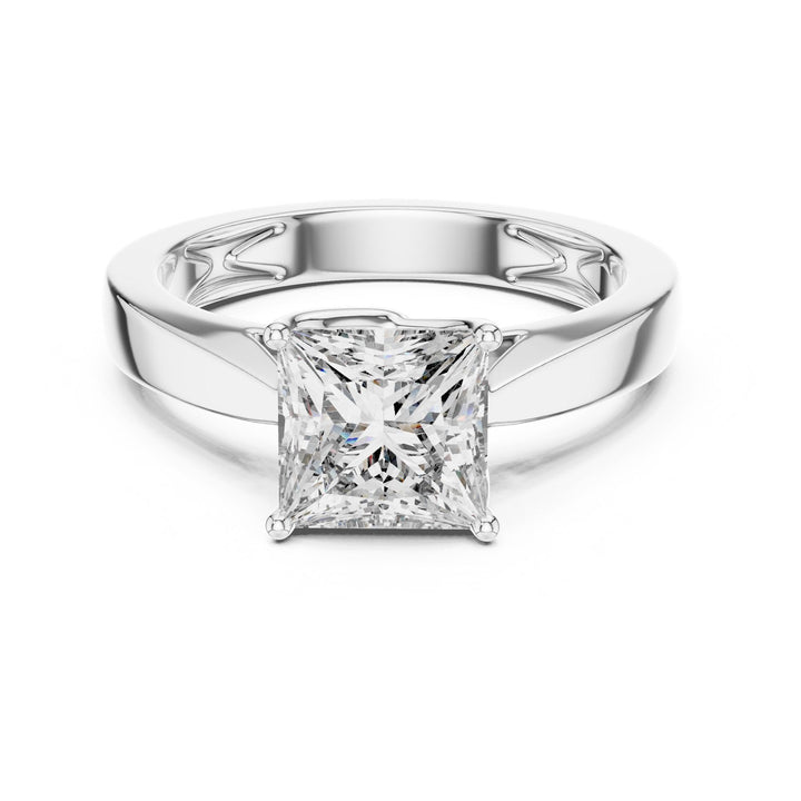 Princess Cut Lab Grown Diamond Solitaire Ring, 1.50ct Total, Solid Gold