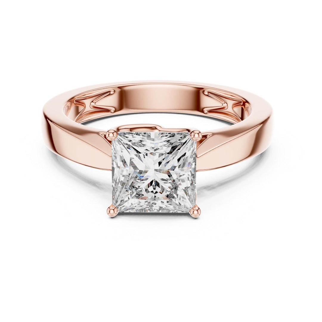Princess Cut Lab Grown Diamond Solitaire Ring, 1.50ct Total, Solid Gold