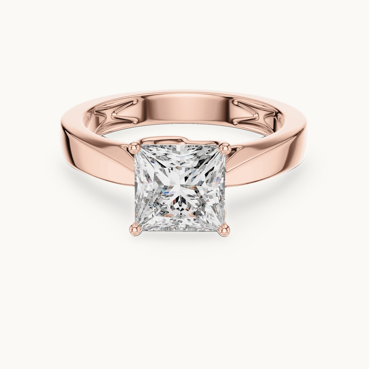 Princess Cut Lab Grown Diamond Solitaire Ring, 1.50ct Total, Solid Gold