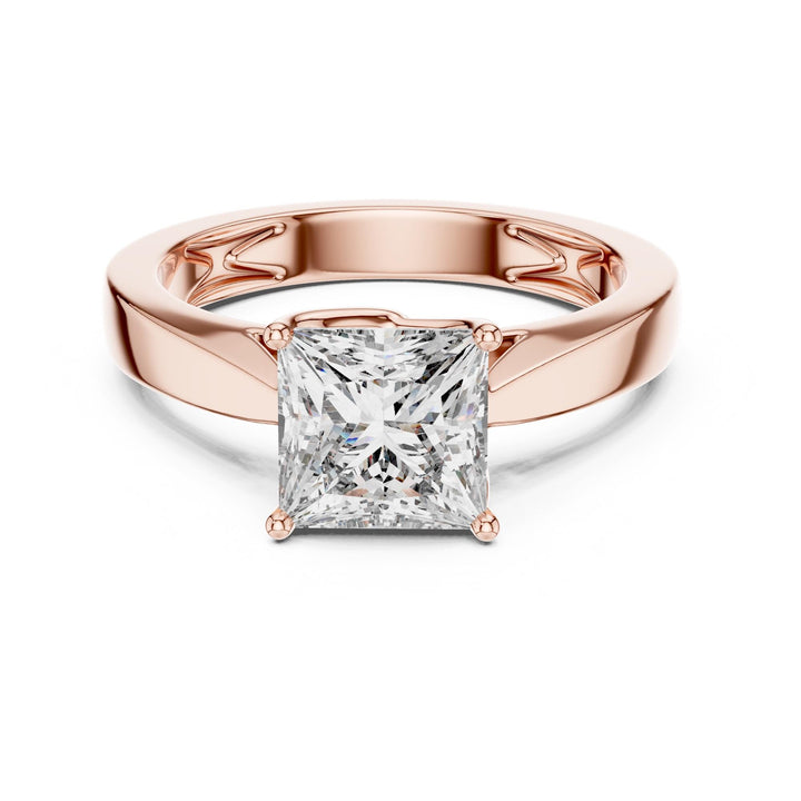 Princess Cut Lab Grown Diamond Solitaire Ring, 1.50ct Total, Solid Gold
