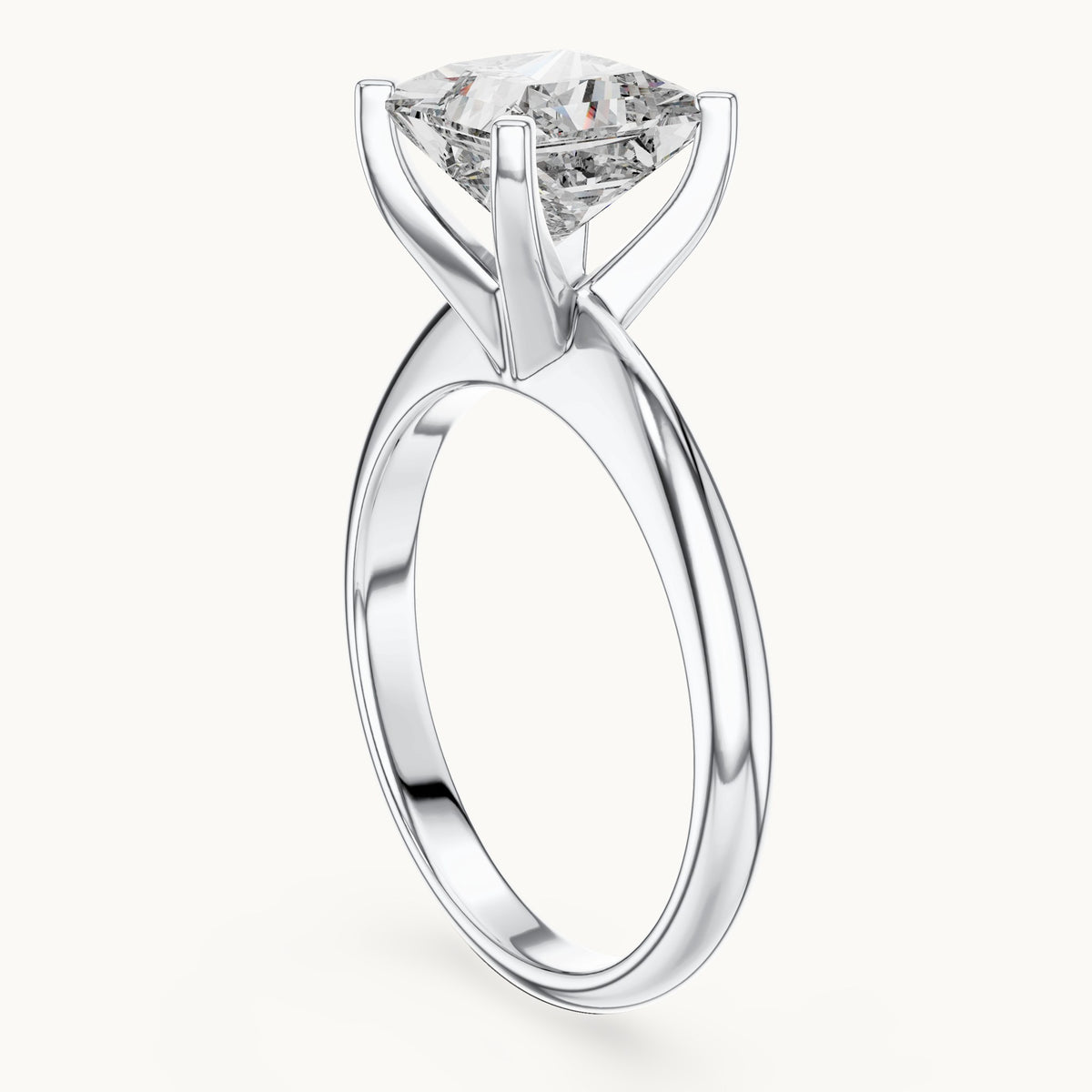Princess Cut Lab Grown Diamond Solitaire Ring, 2.00ct Total, Solid Gold