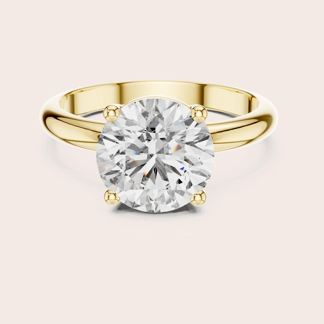 Round Cut Lab Grown Diamond Solitaire Ring, 2.50ct Total, Solid Gold