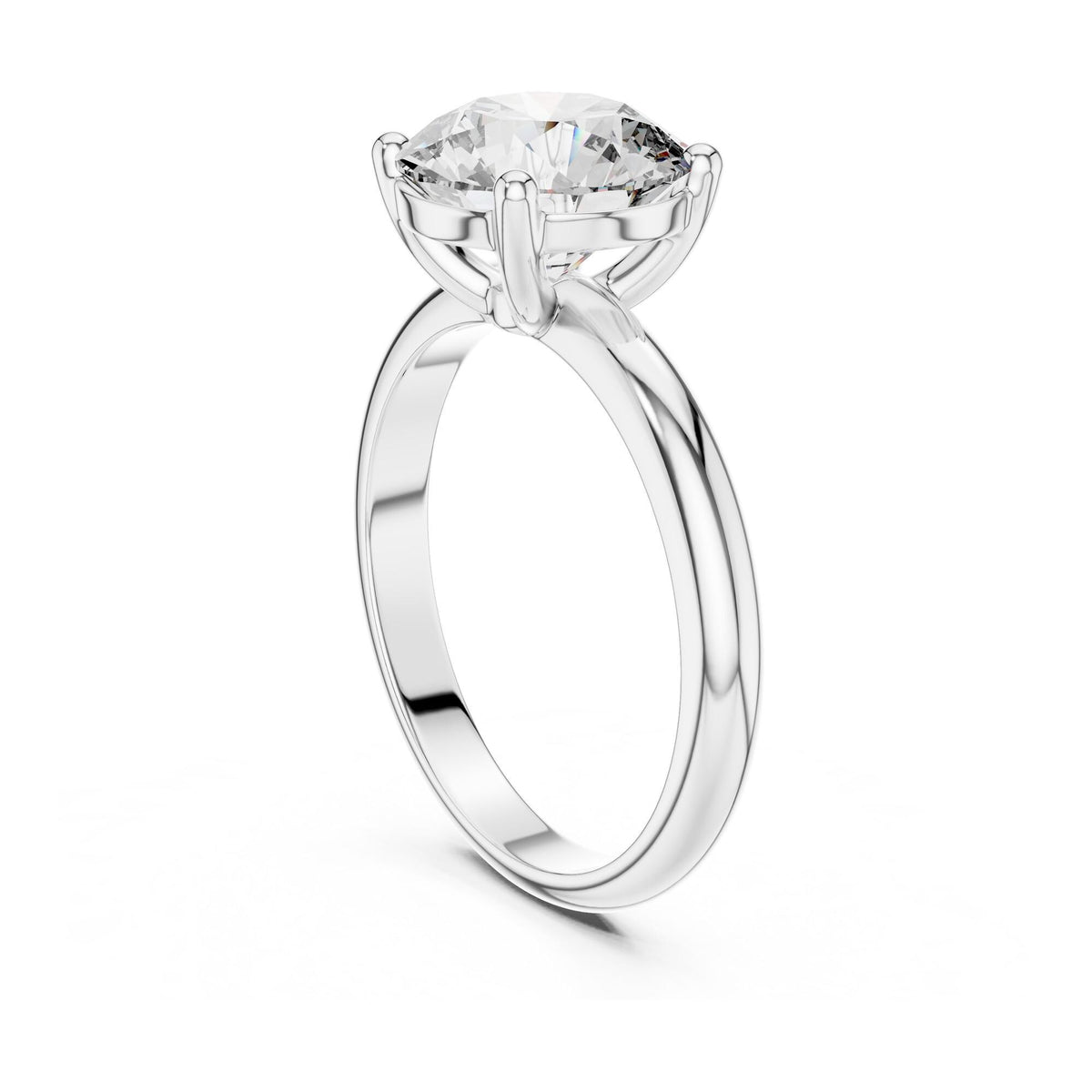 Round Cut Lab Grown Diamond Solitaire Ring, 2.50ct Total, Solid Gold