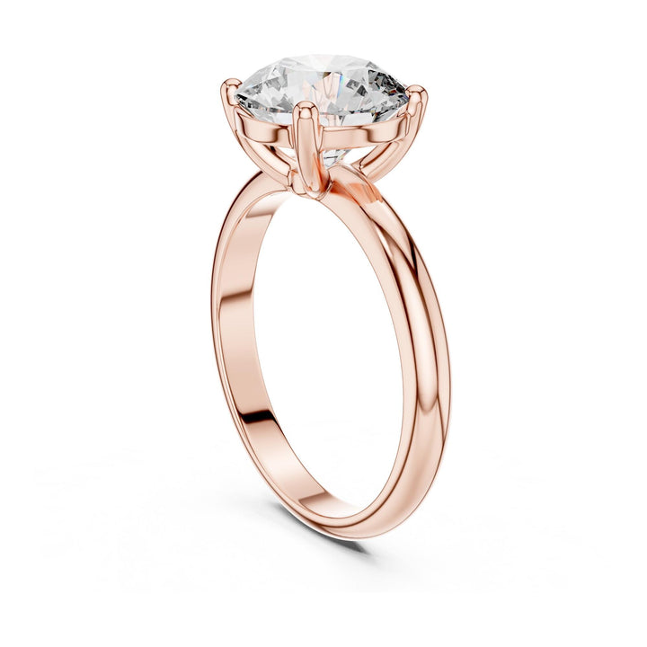 Round Cut Lab Grown Diamond Solitaire Ring, 2.50ct Total, Solid Gold
