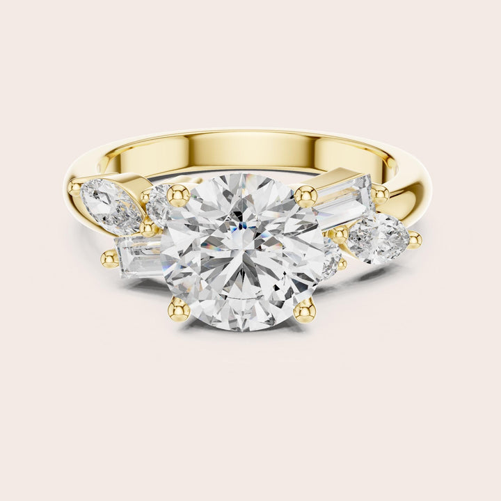 Round Cut Lab Grown Diamond Cluster Ring, 2.79ct Total, Solid Gold