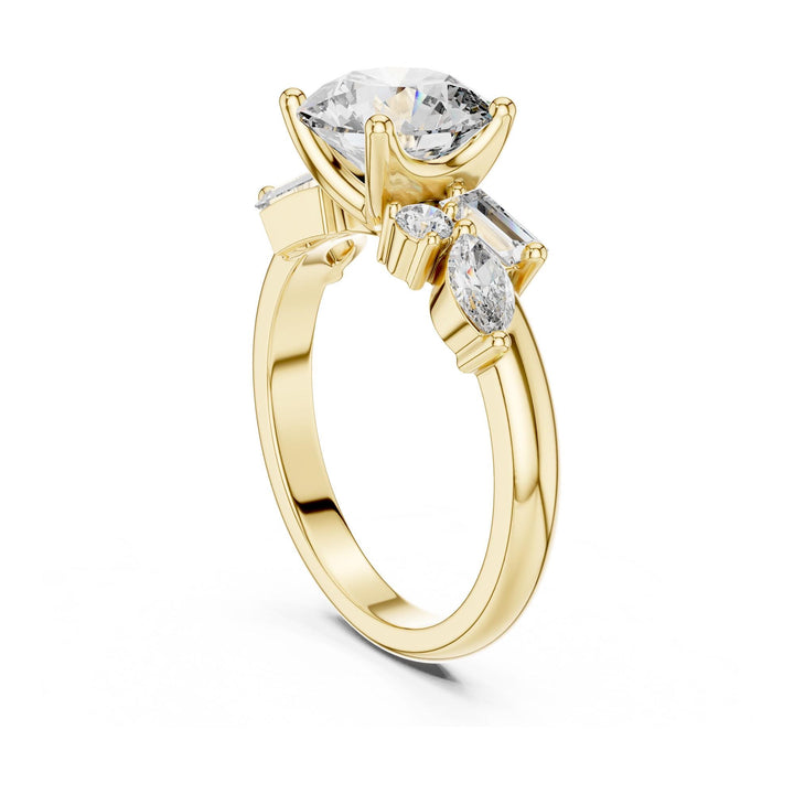 Round Cut Lab Grown Diamond Cluster Ring, 2.79ct Total, Solid Gold