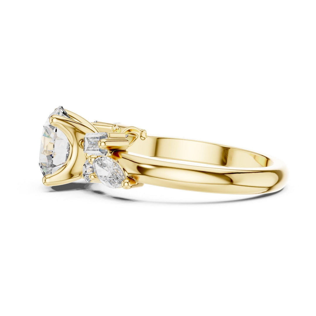 Round Cut Lab Grown Diamond Cluster Ring, 2.79ct Total, Solid Gold