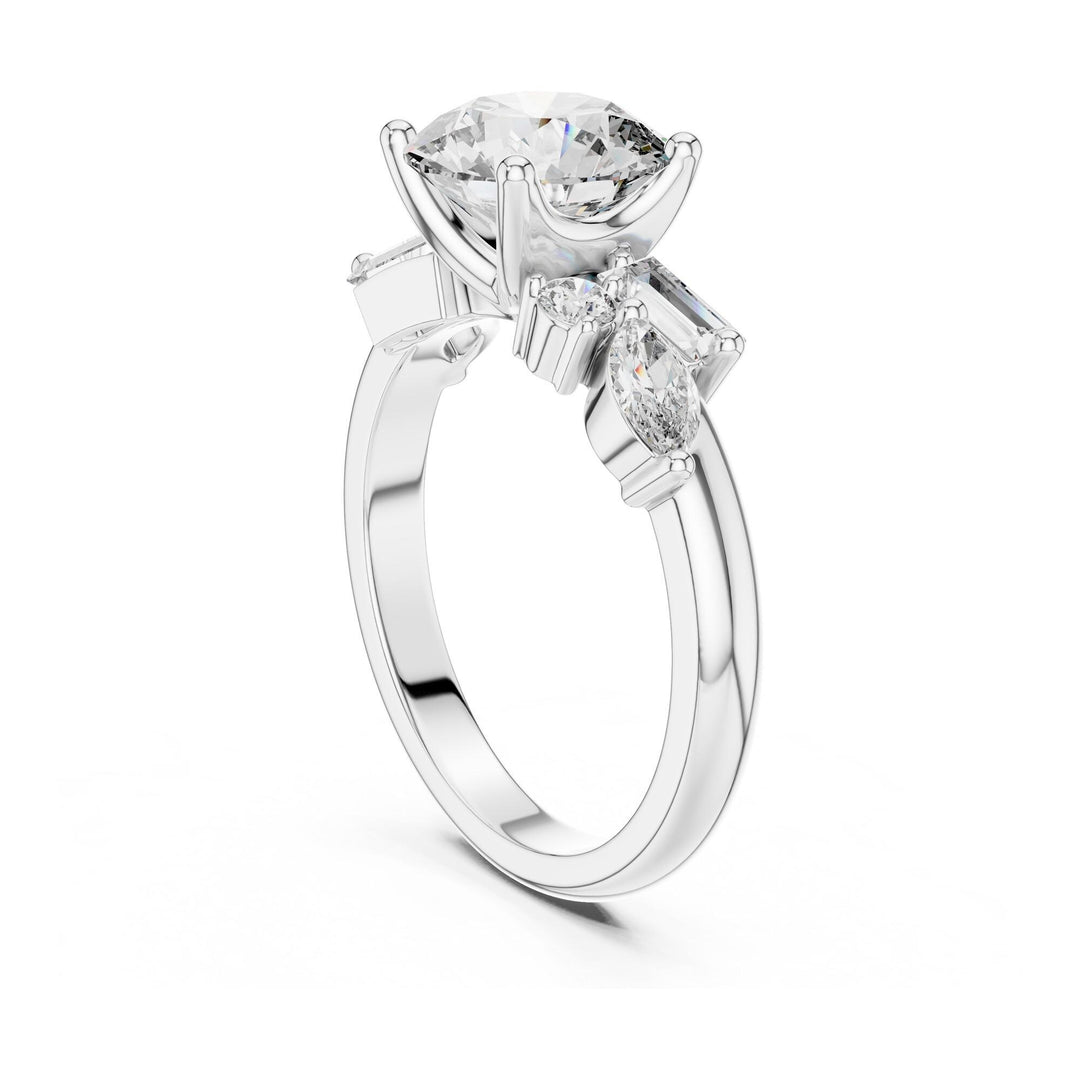 Round Cut Lab Grown Diamond Cluster Ring, 2.79ct Total, Solid Gold
