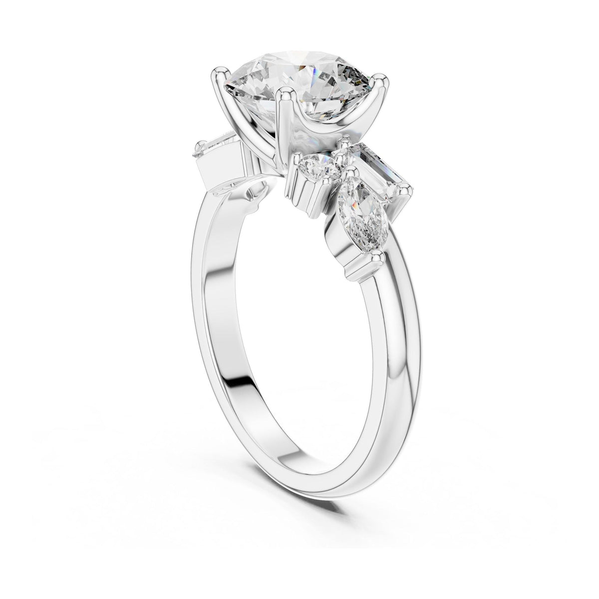 Round Cut Lab Grown Diamond Cluster Ring, 2.79ct Total, Solid Gold