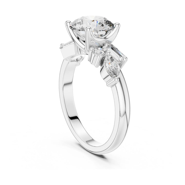 Round Cut Lab Grown Diamond Cluster Ring, 2.79ct Total, Solid Gold