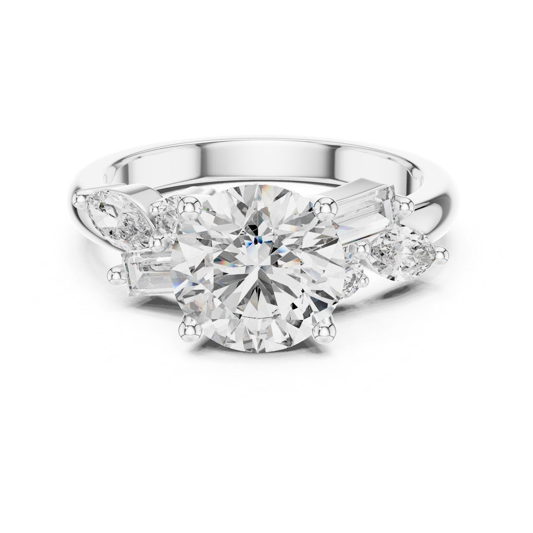 Round Cut Lab Grown Diamond Cluster Ring, 2.79ct Total, Solid Gold