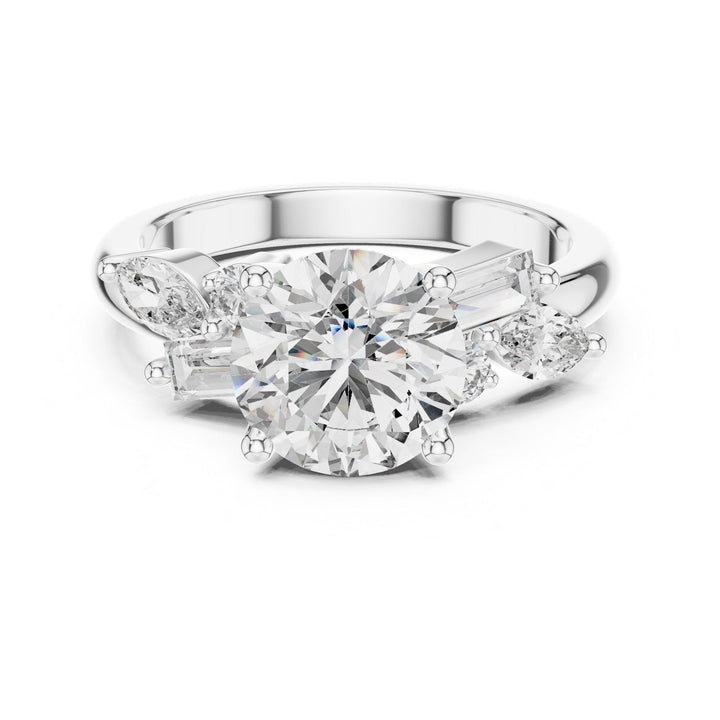 Round Cut Lab Grown Diamond Cluster Ring, 2.79ct Total, Solid Gold