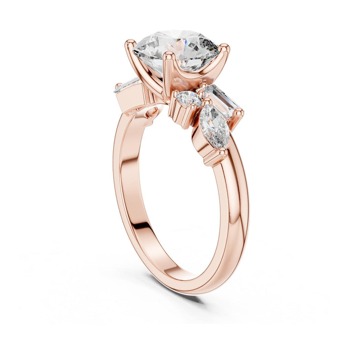 Round Cut Lab Grown Diamond Cluster Ring, 2.79ct Total, Solid Gold
