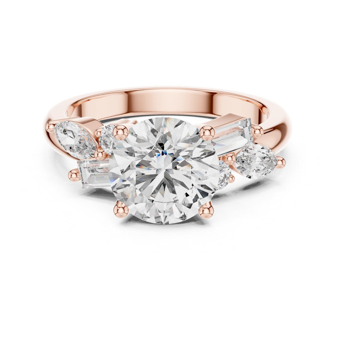 Round Cut Lab Grown Diamond Cluster Ring, 2.79ct Total, Solid Gold