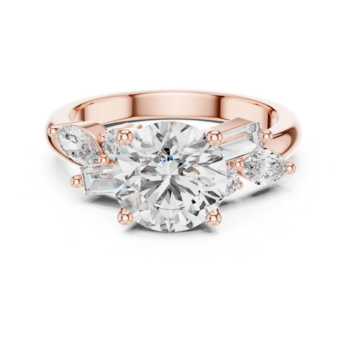 Round Cut Lab Grown Diamond Cluster Ring, 2.79ct Total, Solid Gold