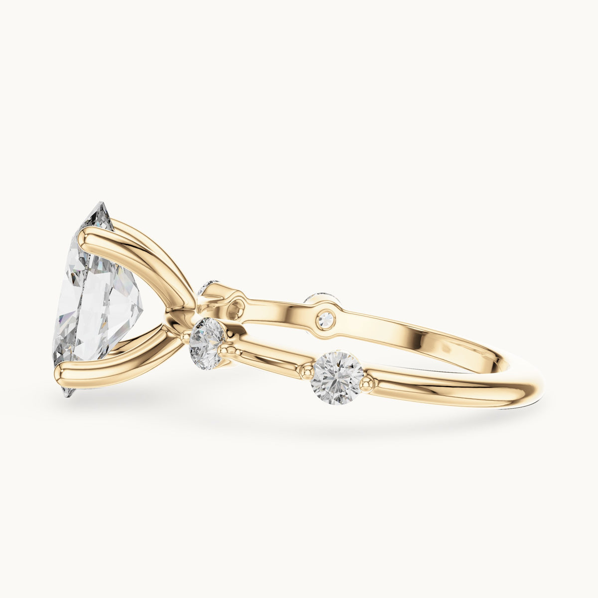 Oval cut lab-grown diamond solitaire ring in 14K yellow gold, 2.24 CT TW, view 3