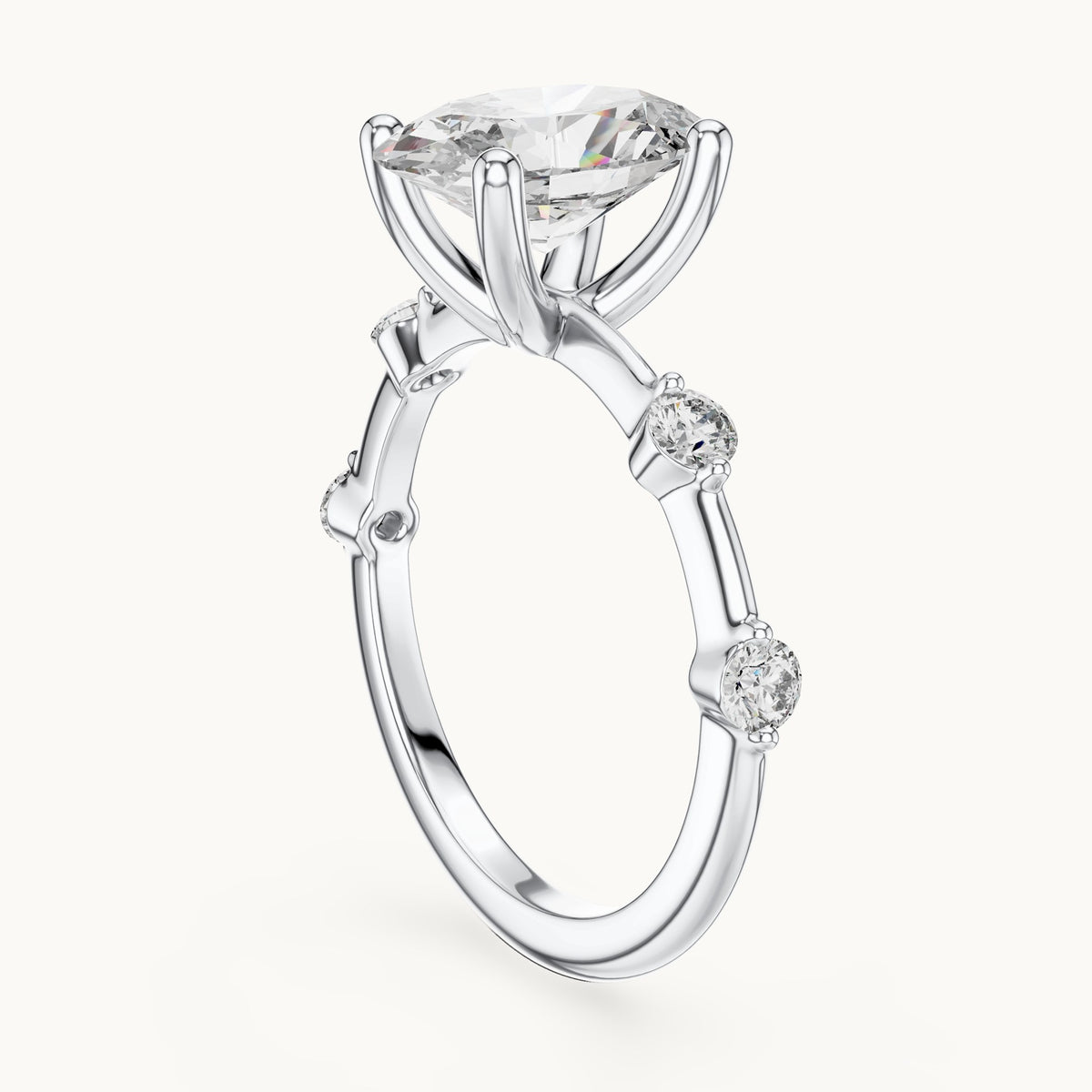 Oval cut lab-grown diamond solitaire ring in 14K white gold, 2.24 CT TW, view 1