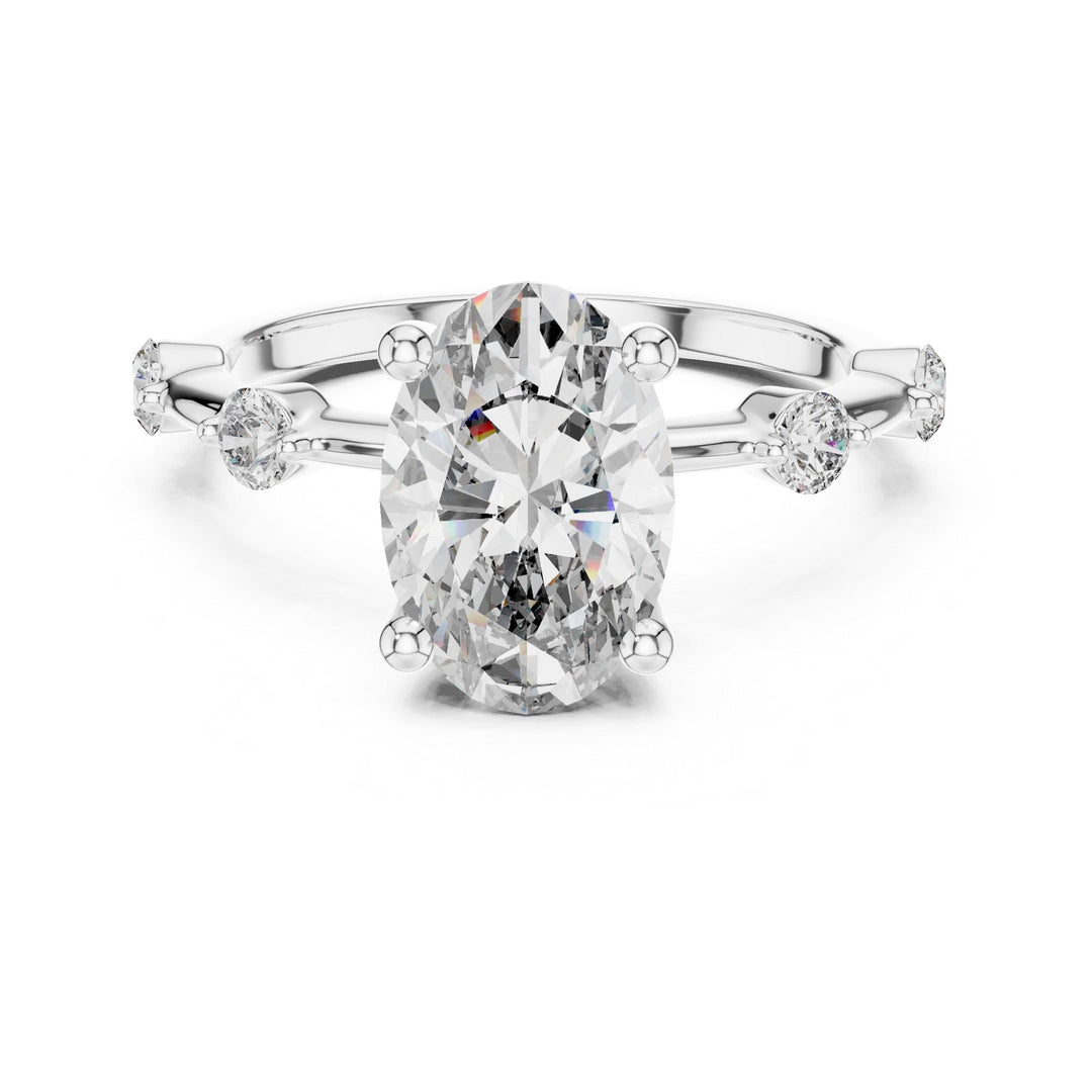 Oval Cut Lab Grown Diamond Solitaire Ring, 2.24ct Total, Solid Gold
