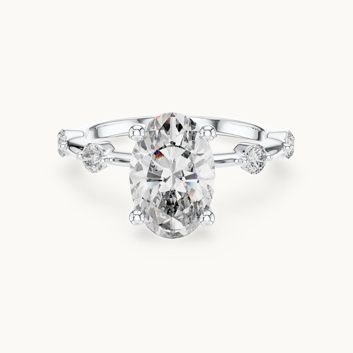 Oval cut lab-grown diamond solitaire ring in 14K white gold, 2.24 CT TW, view 3