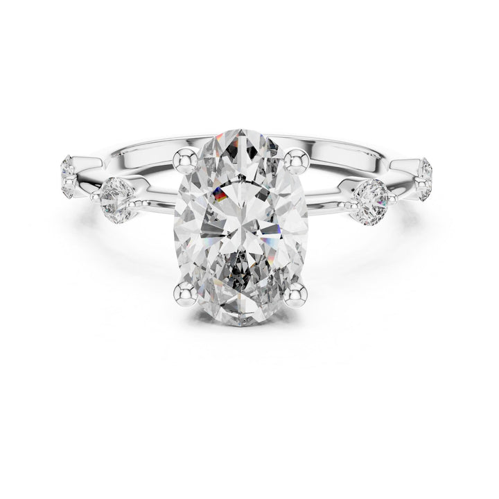 Oval Cut Lab Grown Diamond Solitaire Ring, 2.24ct Total, Solid Gold
