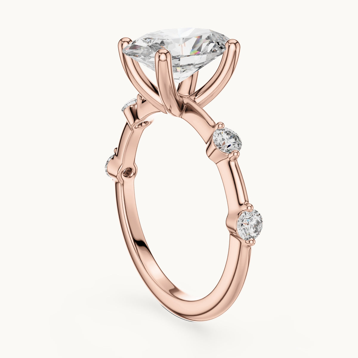 Oval cut lab-grown diamond solitaire ring in 14K rose gold, 2.24 CT TW, view 1