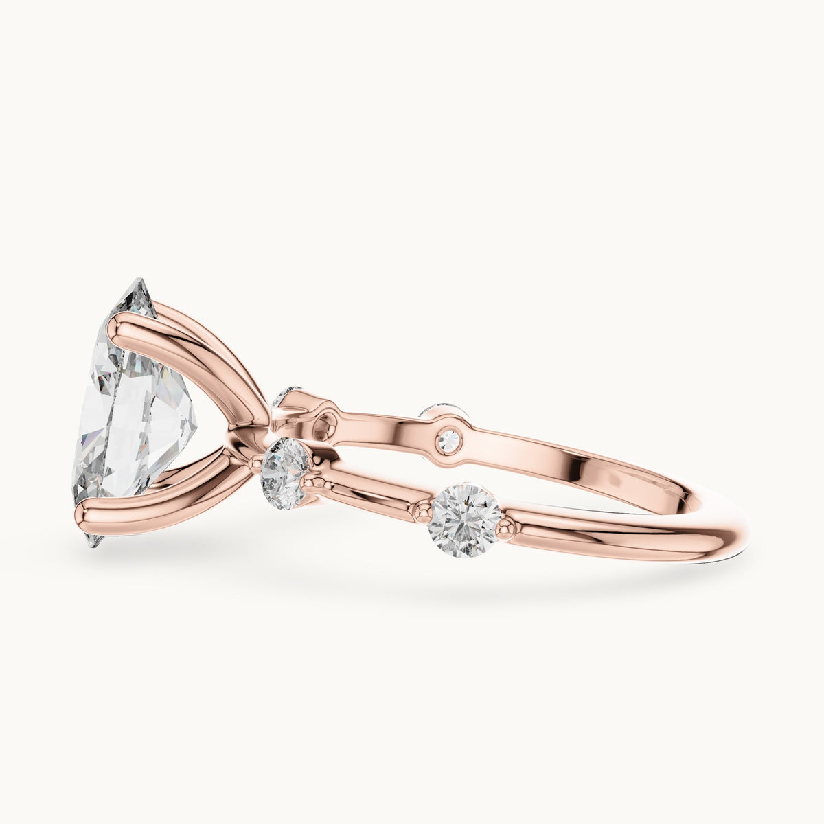 Oval cut lab-grown diamond solitaire ring in 14K rose gold, 2.24 CT TW, view 2