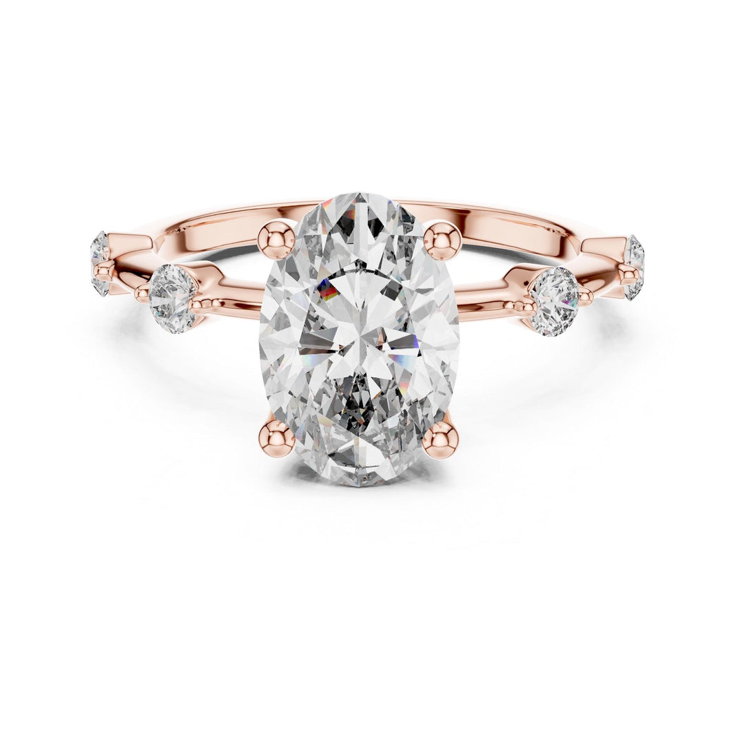 Oval Cut Lab Grown Diamond Solitaire Ring, 2.24ct Total, Solid Gold