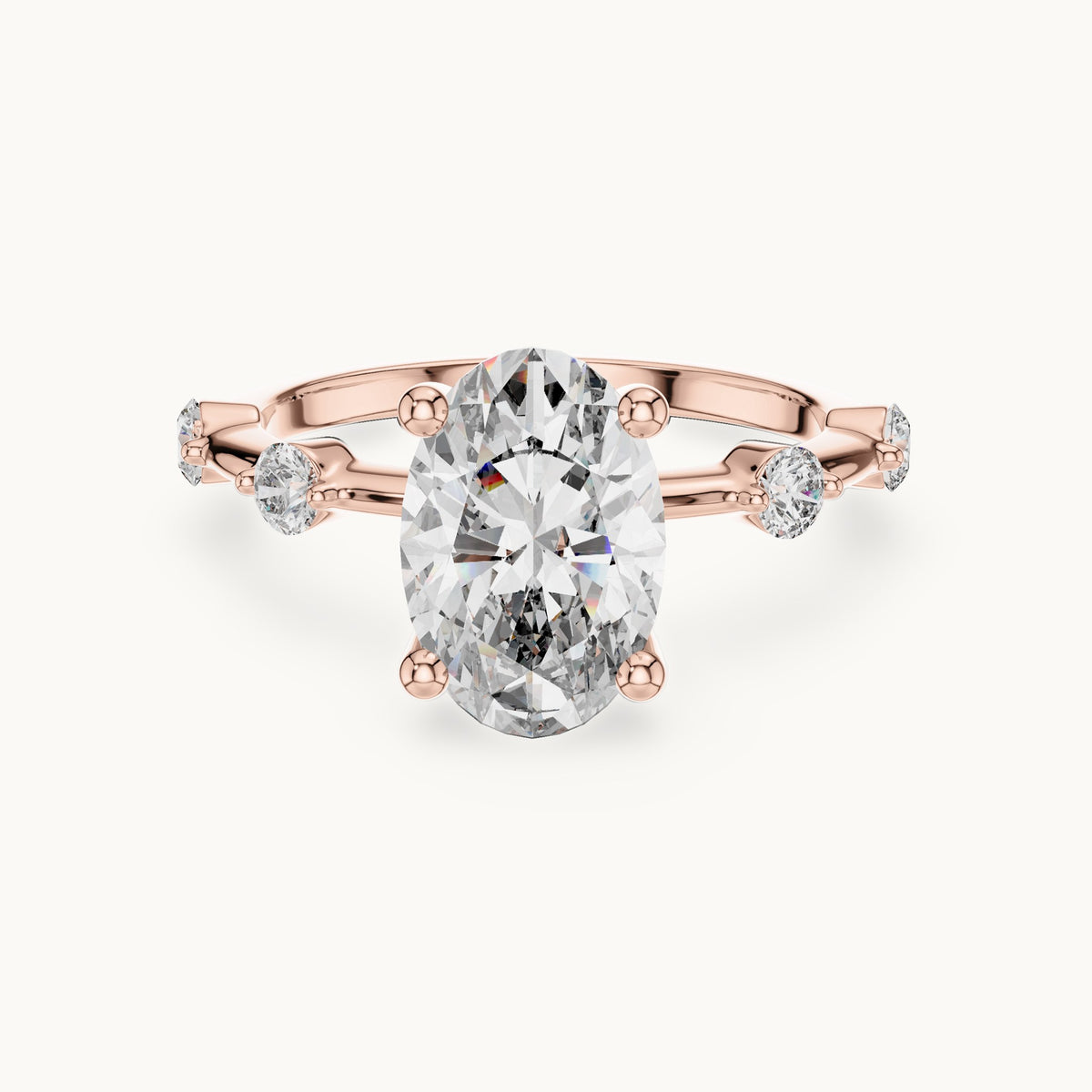 Oval cut lab-grown diamond solitaire ring in 14K rose gold, 2.24 CT TW, view 3